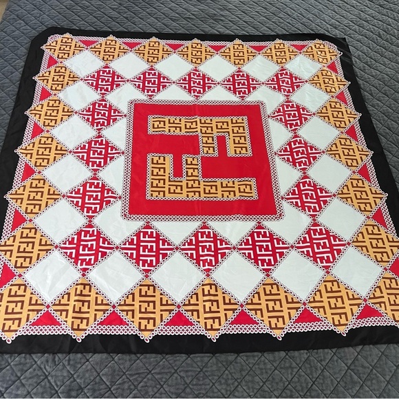 Fendi scarf Silk large square wrap B19 - Picture 1 of 9